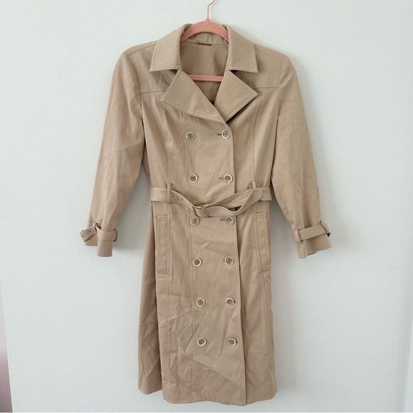 Elie Tahari Light Tan Double Breasted Trench Coat - Picture 1 of 10